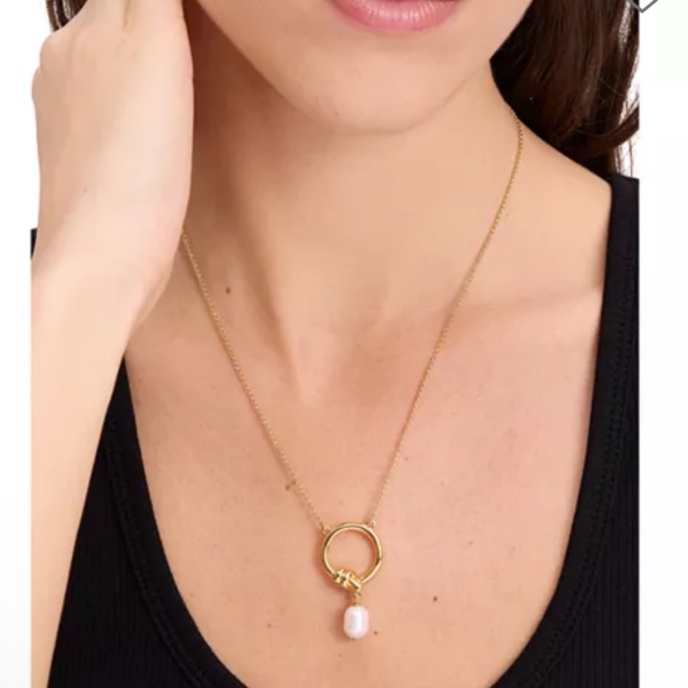 Kate Spade Ropes & Knots Freshwater Pearl Pendant Necklace with Dust Bag